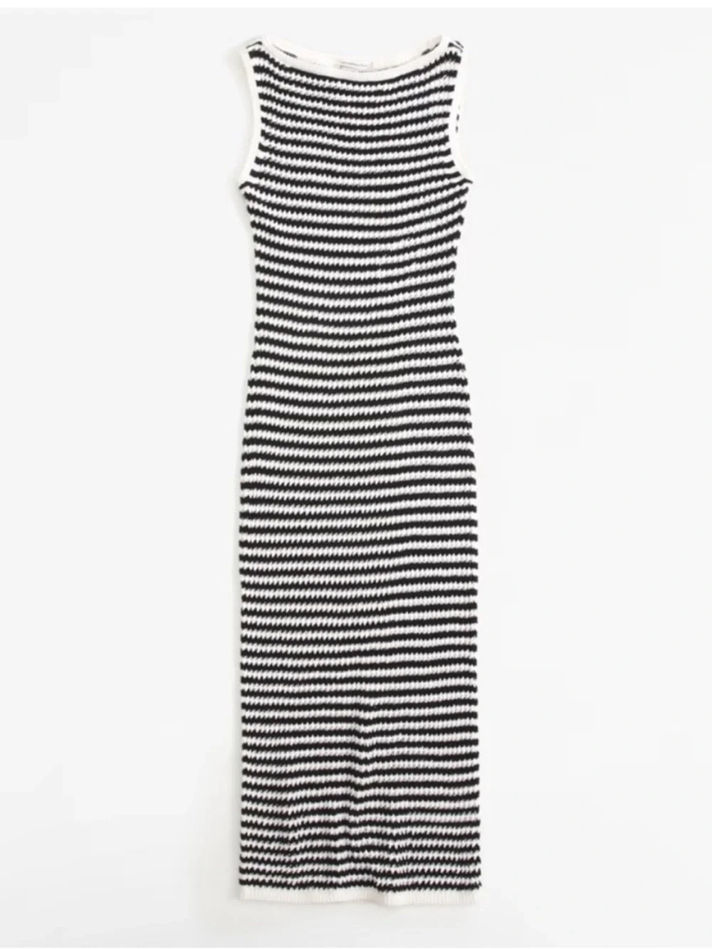Abercrombie & Fitch Black and White Striped Knit‎ Crochet Maxi Dress